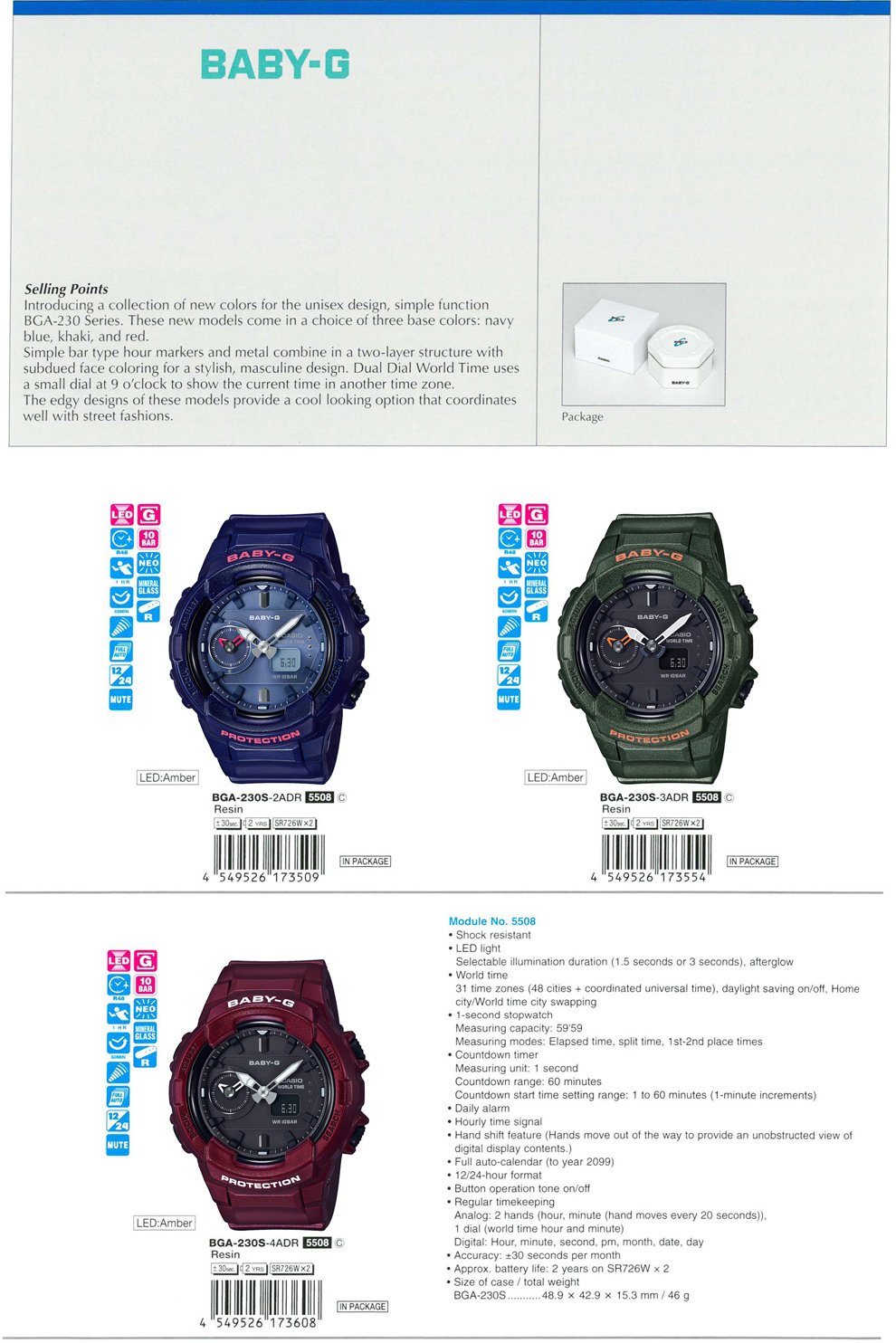 BABY-G, Unisex design, navy blue, khaki, red, masculine, edgy design, street fashion, BGA-230S-2A, BGA-230S-3A, BGA-230S-4A
