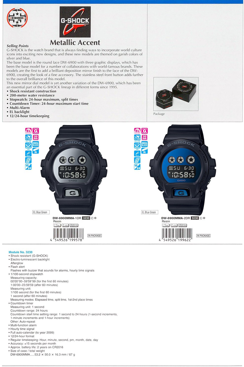 G-Shock, Metallic Accent, garish colors, DW-6900MMA-1, DW-6900MMA-2