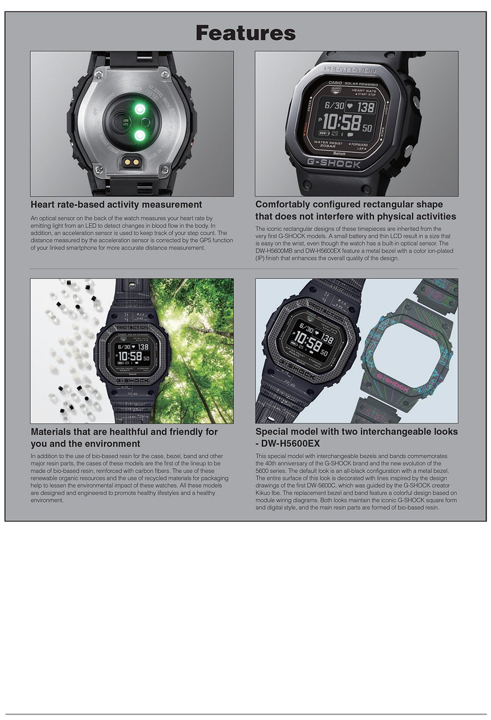 G-SHOCK, G-SQUAD, octagonal, heart rate monitor, Smartphone, multi-sport, Apps, USB charger, solar, DW-H5600EX-1, DW-H5600MB-1, DW-H5600MB-2, DW-H5600-1, DW-H5600-2